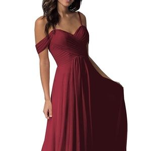 Off The Shoulder Bridesmaid Dresses for Women Long A Line Pleated Chiffon Formal